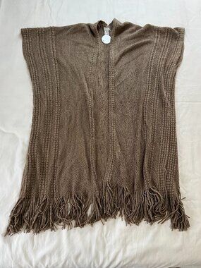 Demdaco Taupe Brown Crochet Textured Knit Shortsleeve Beach Coverup Duster